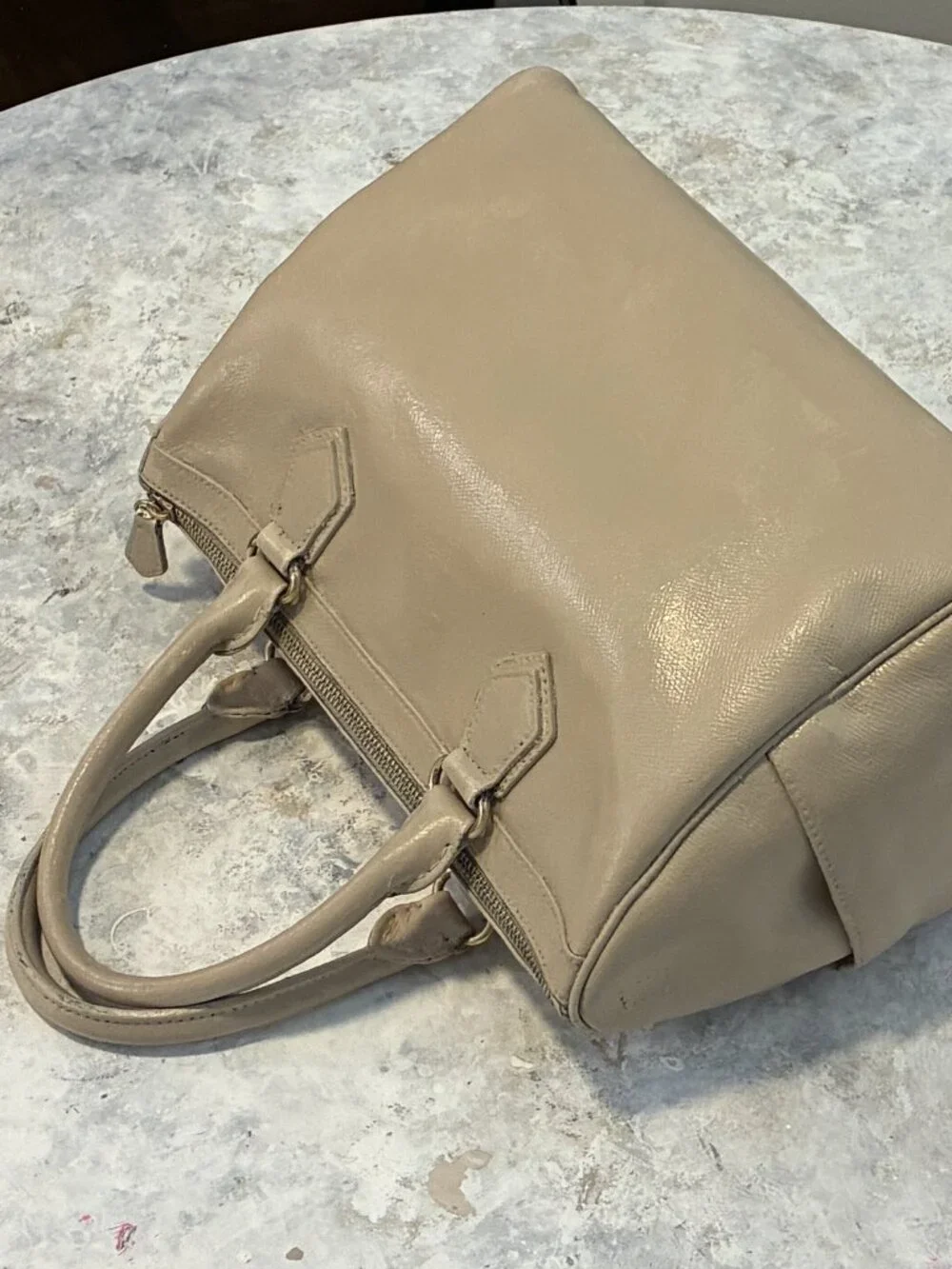 Mark & Graham Taupe Leather Satchel / Doctor Bag